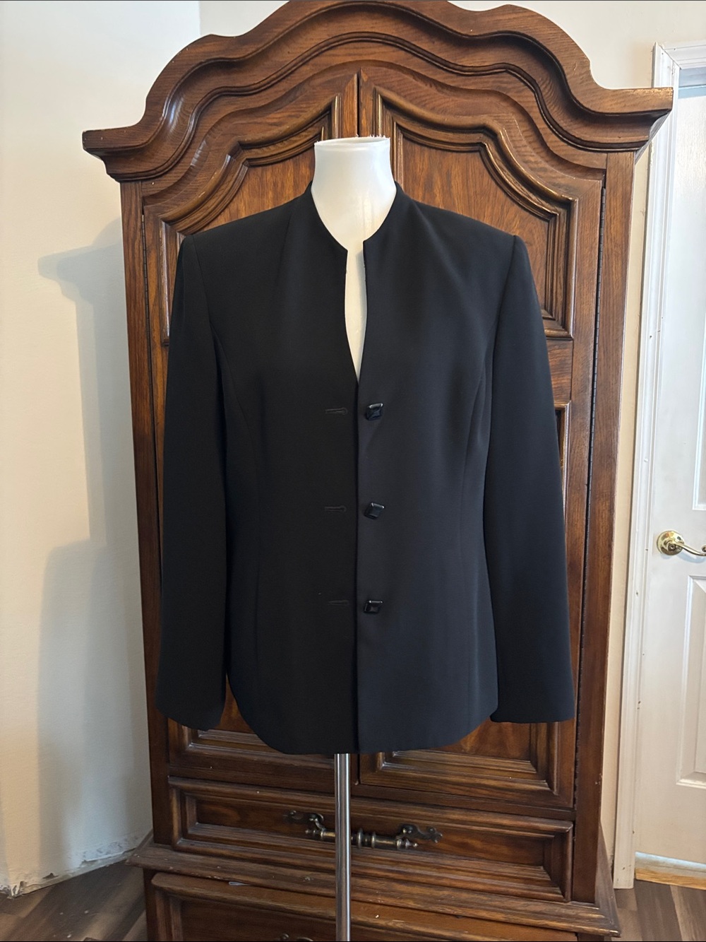 Dressbarn black blazer with button front